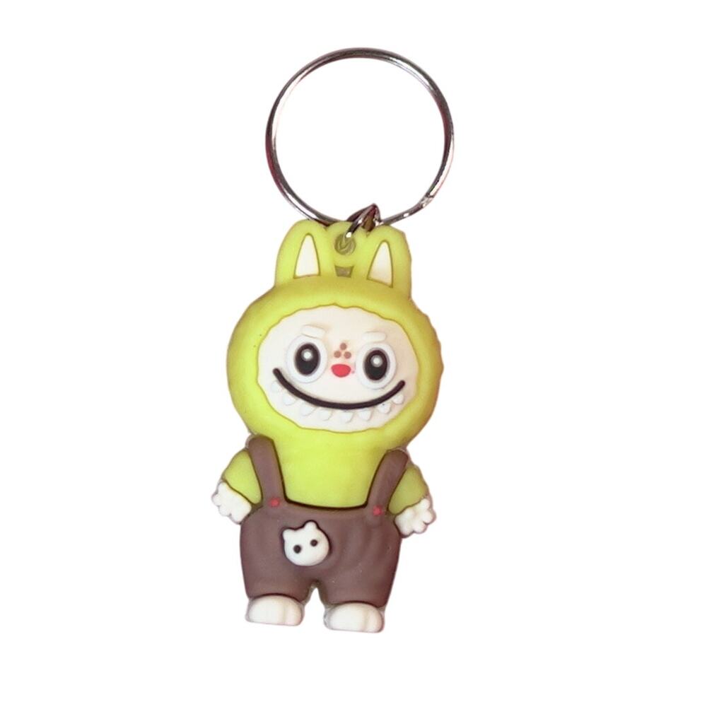 Labubu Silicone Keychain Yellow Bunny Monster Figure Kawaii Bag Charm